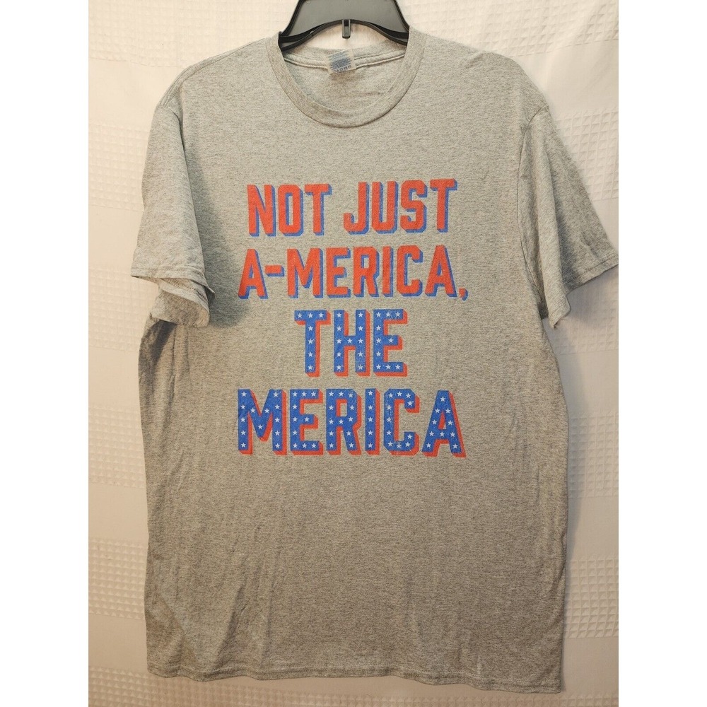 Delta Soft Mens Not Just A-merica The Merica Graphic T-Shirt Gray Large 4791